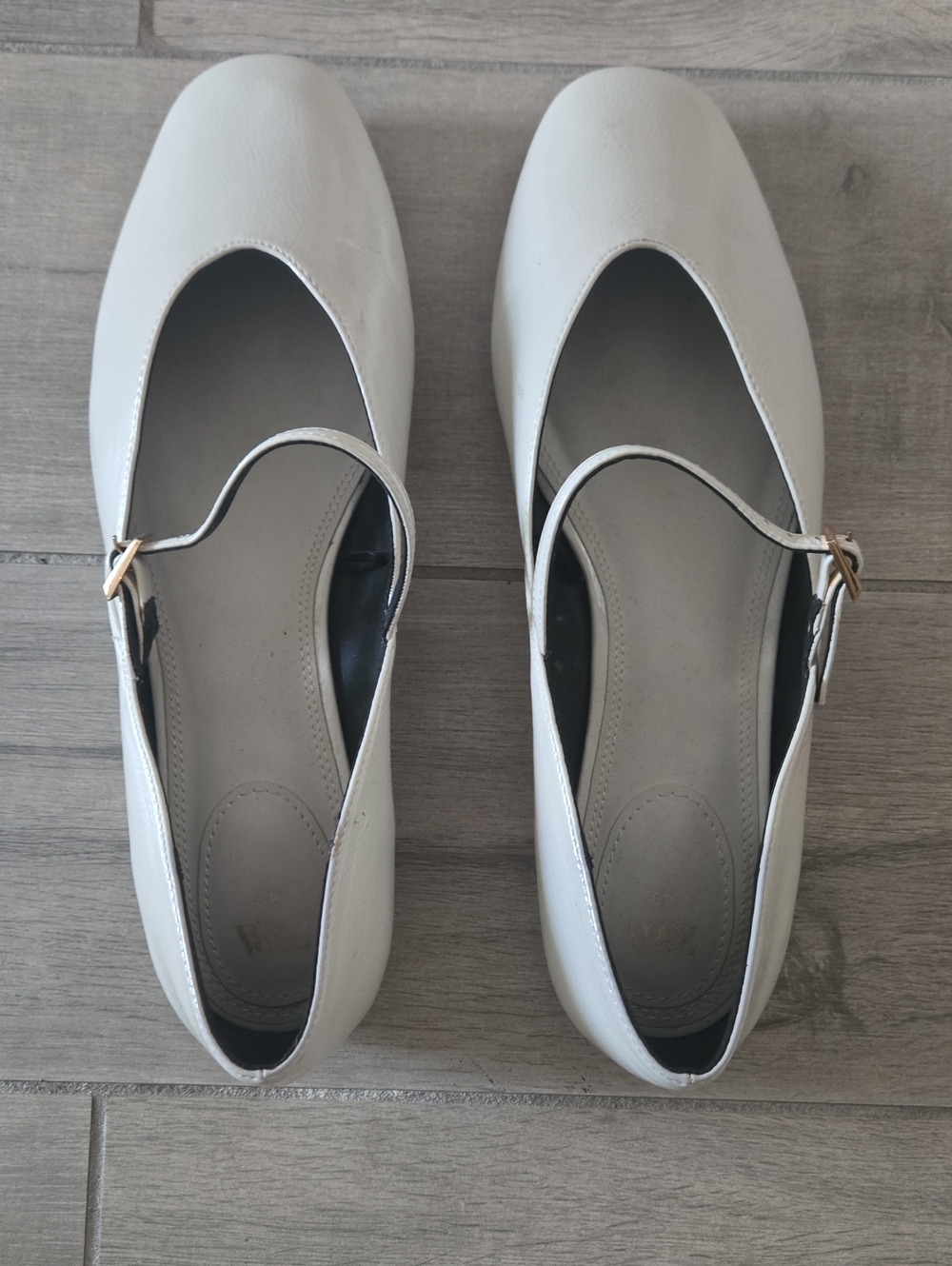 ZARA Women’s White Mary Jane Flats with Strap